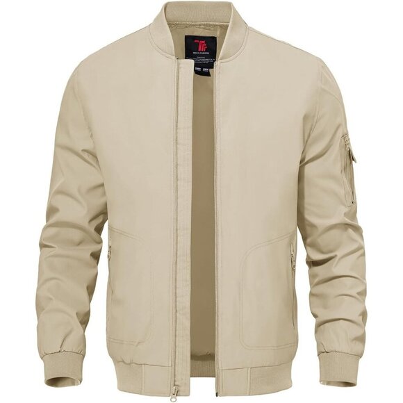 Men's Stylish Casual Lightweight A1-light Khaki Golf Varsity Bomber Jackets